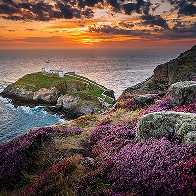 Sunset at South Stack lighthouse, Holy Island, Anglesey.