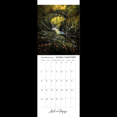 calendar cover for October, view of the roman bridge at Penmachno