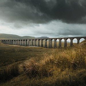 Stormy clouds above the the Ribblehead Viaduct in the Yorkshire Dales.