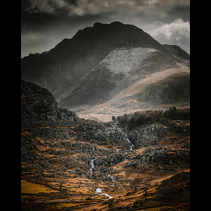 Tryfan mountain taken from Nant Ffrancon in the Eryri / Snowdonia National Park, Wales.